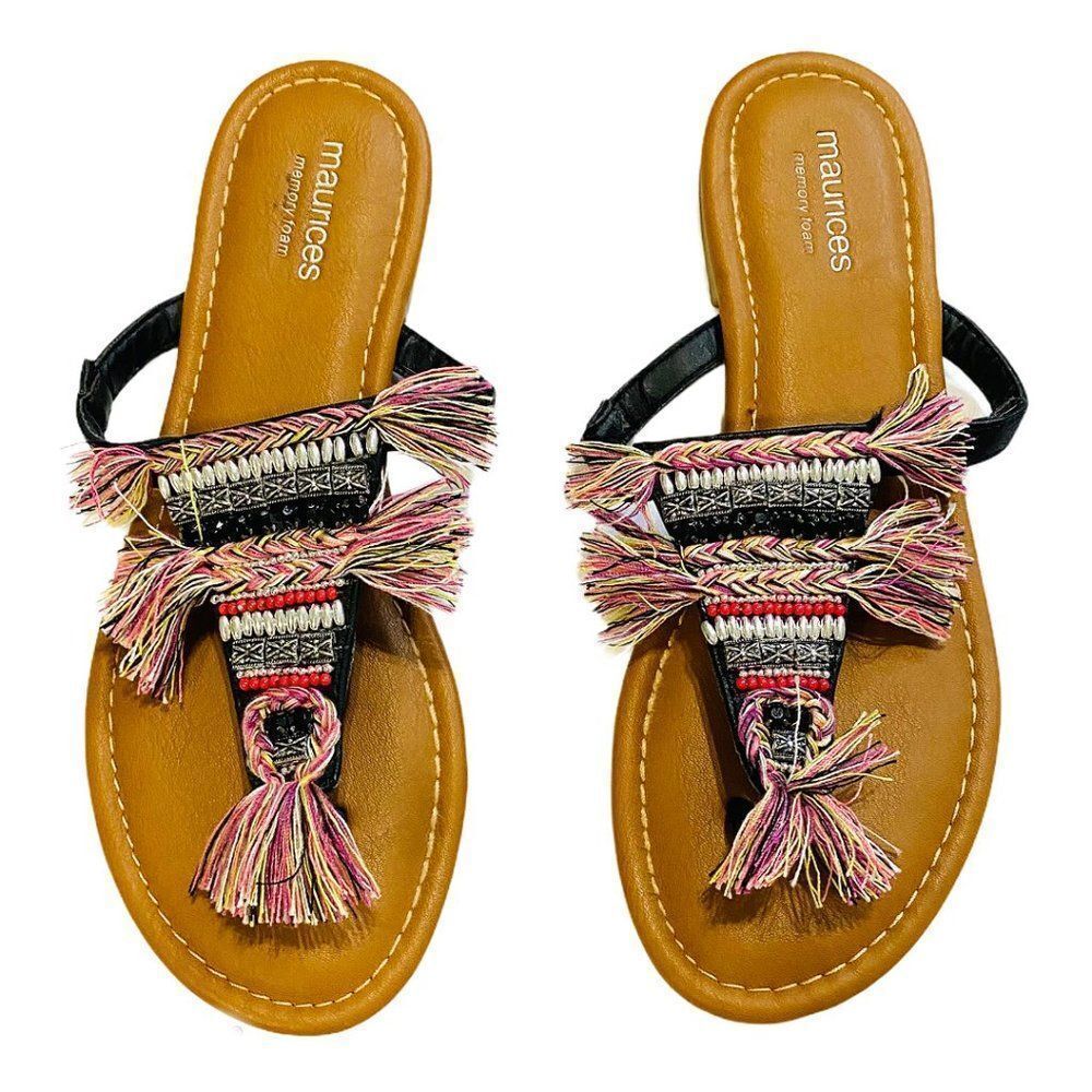 MAURICES Boho Beaded Fringe Sandals